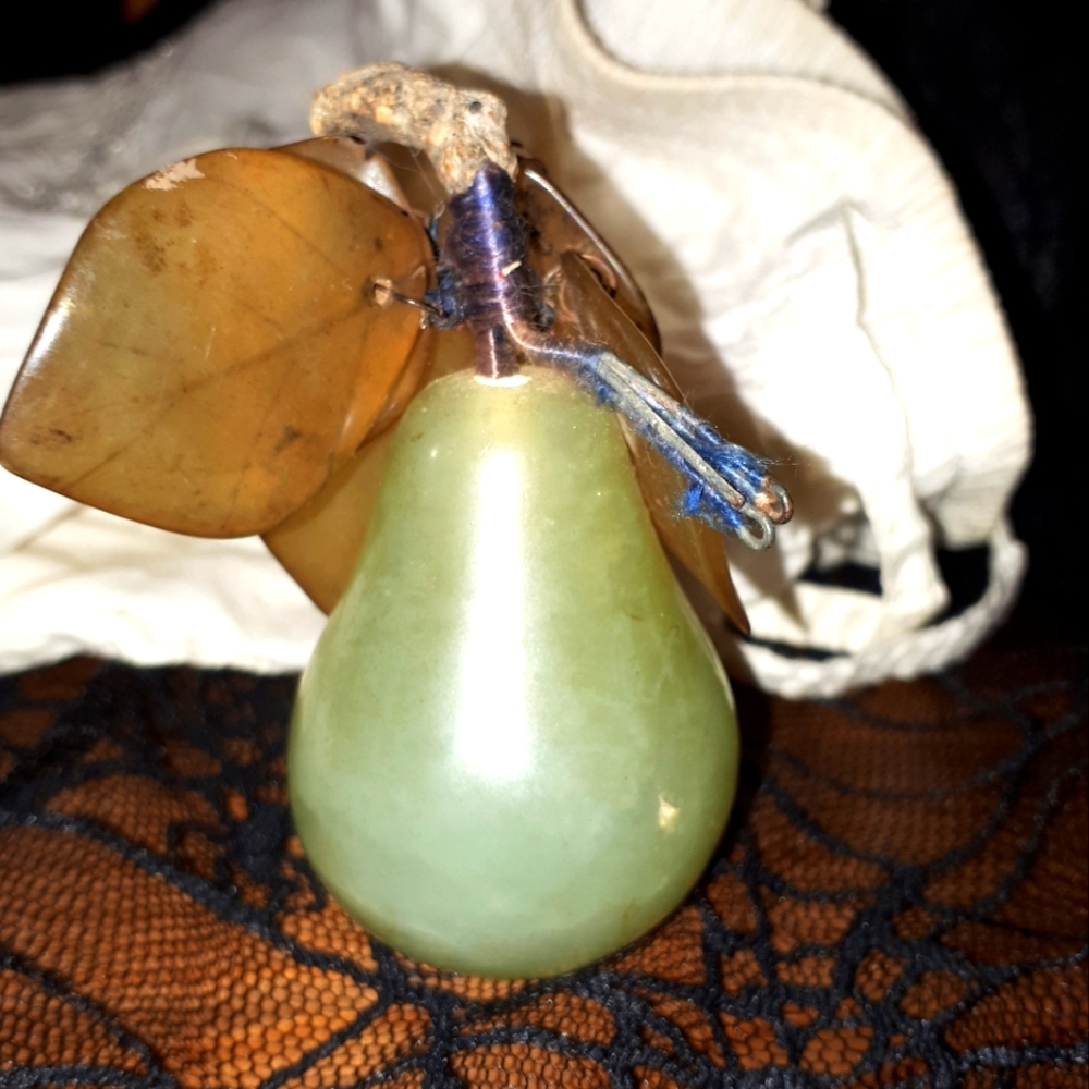 Vintage carved stone pear